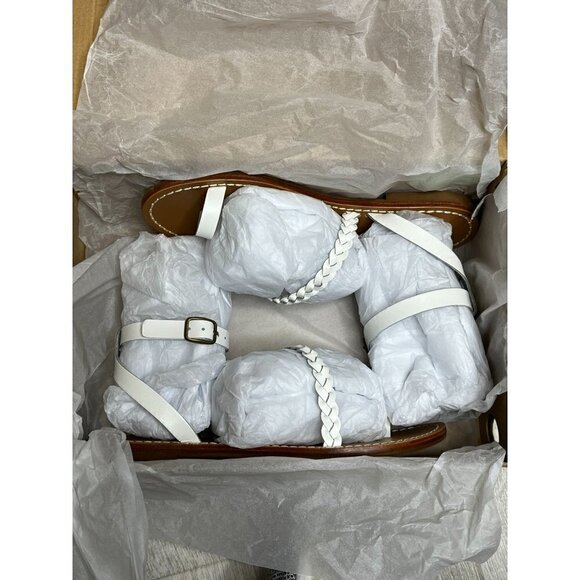 Soludos Madrid White Leather Braided Strappy Sandals Size 7 NIB - Picture 9 of 12